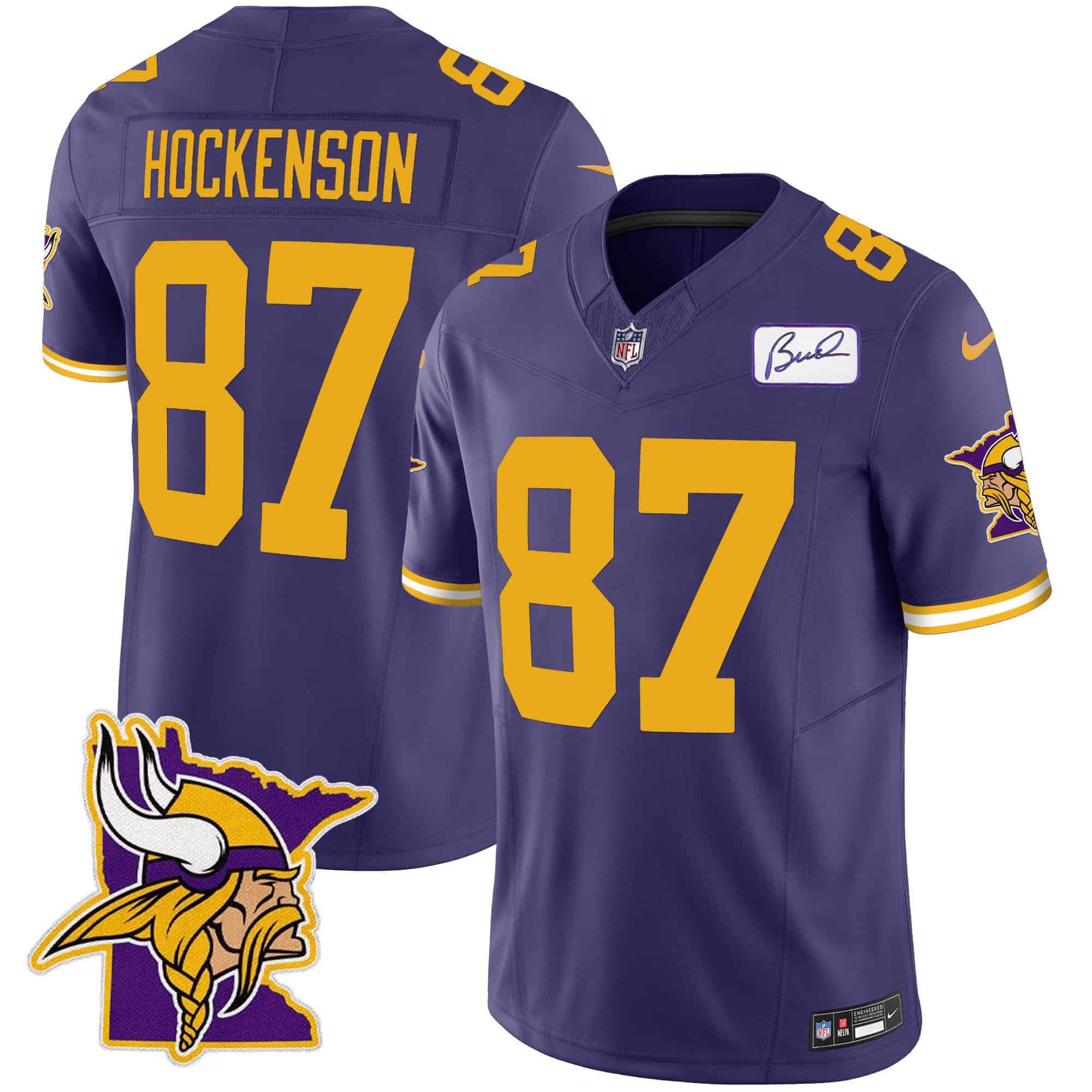 Men Minnesota Vikings #87 Hockenson Purple 2024 Nike Patch Classic Limited NFL Jersey style 2->indianapolis colts->NFL Jersey